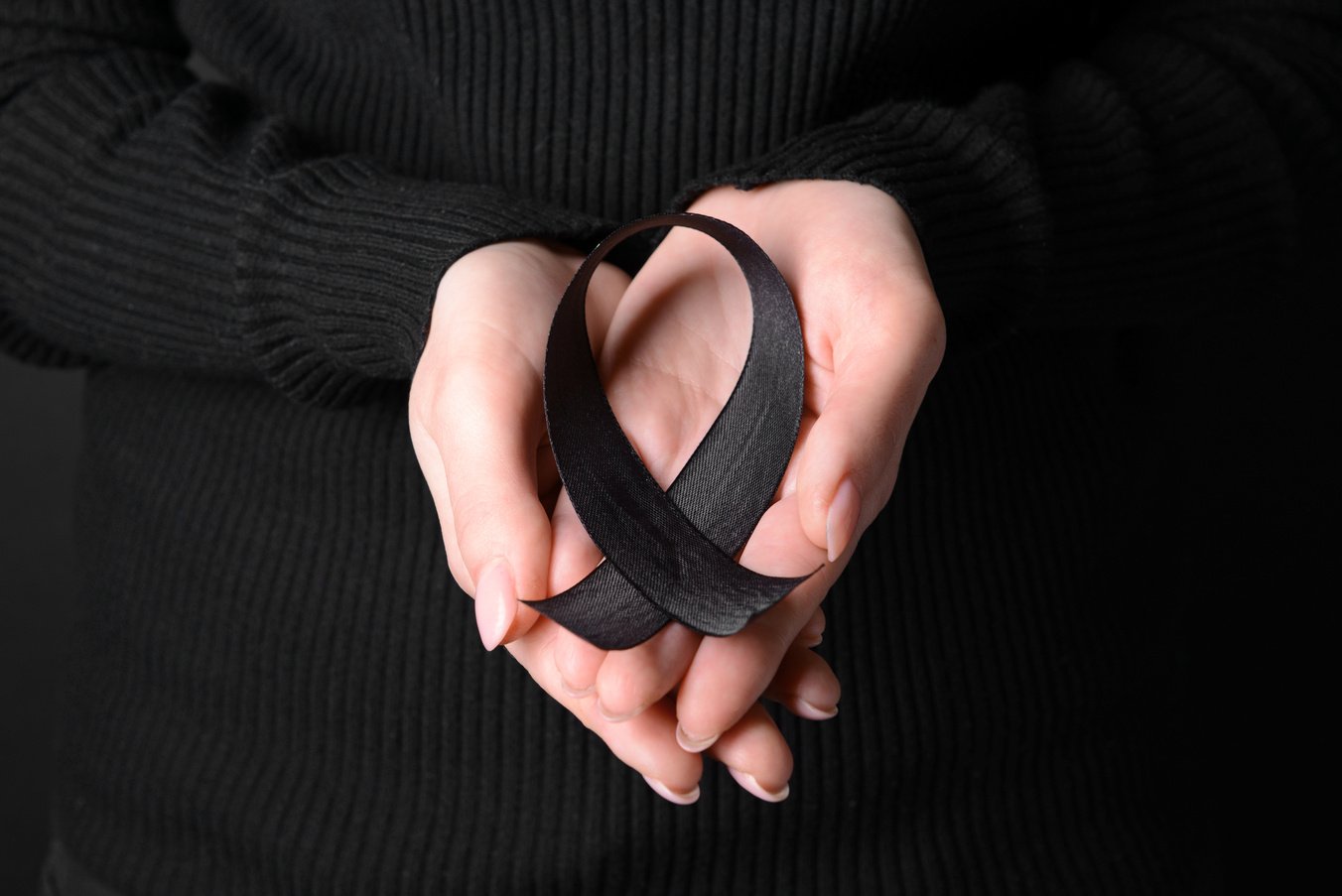 Woman with Black Mourning Ribbon, Closeup